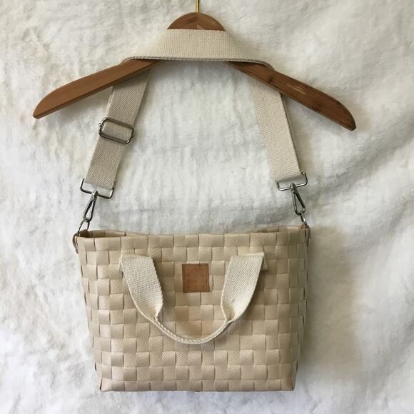 Beige Handwoven Crossbody Shoulder Bag - Picture 1 of 16